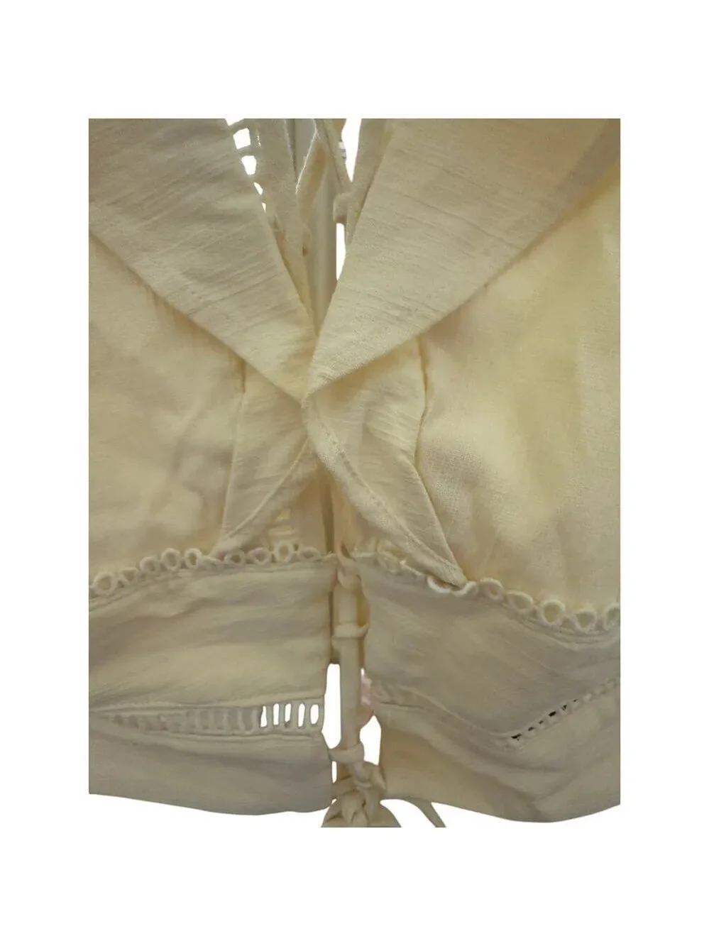 Free People Yellow Low V-Neck Front w/Ruffle Sleeves down to waist Top L